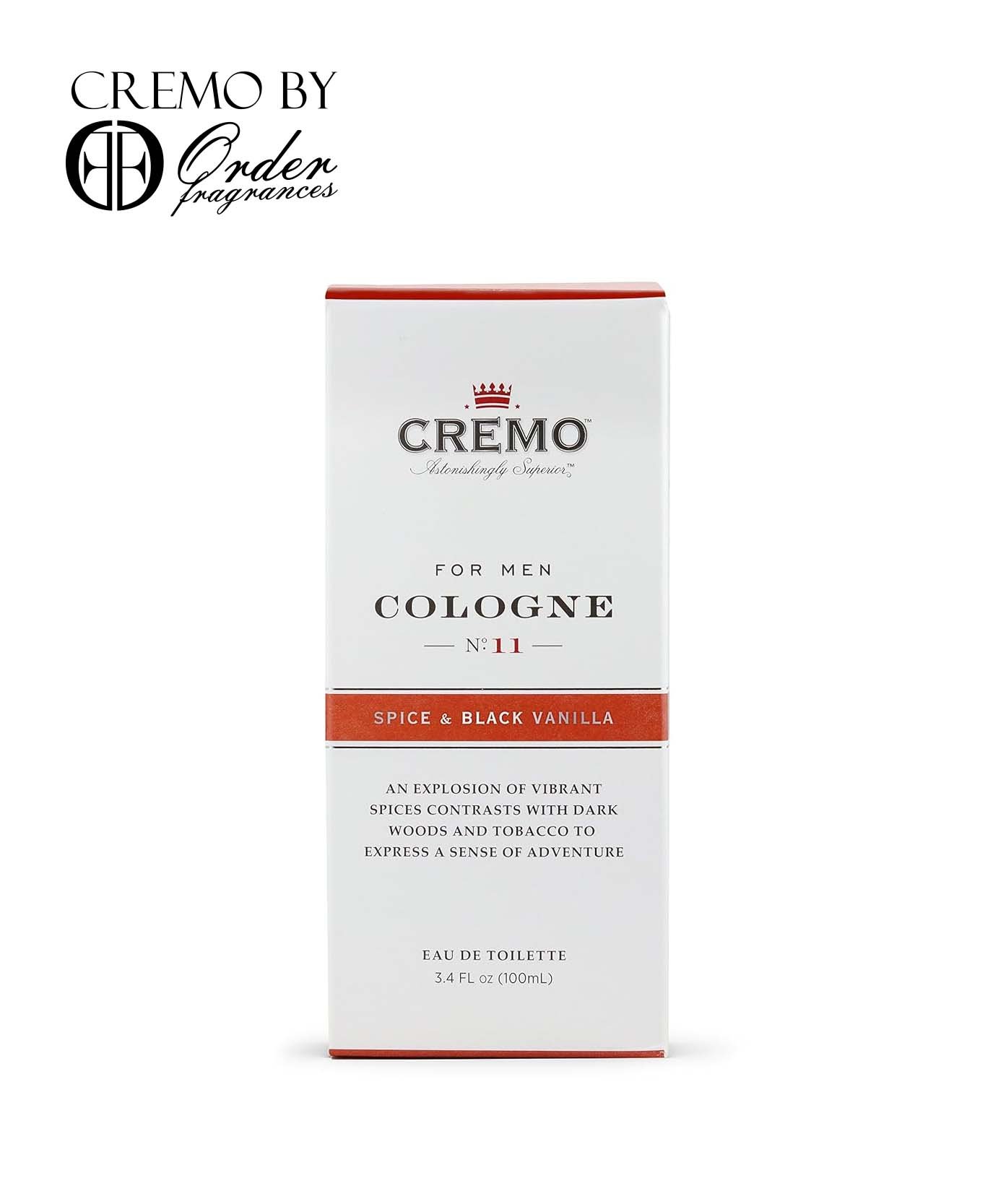 Cremo Spice & Black Vanilla Cologne Spray, An Explosion of Vibrant Spices, Tobacco and Black Vanilla, 3.4 Fl Oz